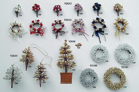 Bead-Bouillon Sprays, Wreaths and Christmas Trees